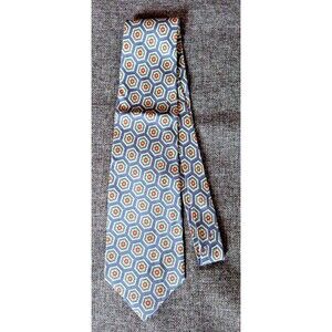 Tie 70s 80s 90s Y2K Mens Ralph Lauren Polo Silk Blue Ivory Green 4 Wide 58 Long